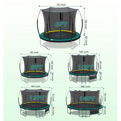 SkyBound 6ft outdoor Trampoline without springs, toddler springless trampoline with net for Kids and Adults, springless Trampoline with Enclosure for Backyard Indoor and Outdoor