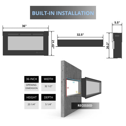 Touchstone Sideline 36-inch Electric Fireplace